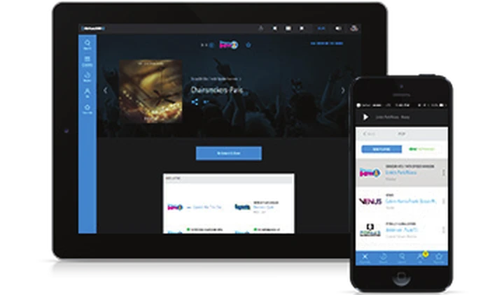 SiriusXM player on a tablet and phone